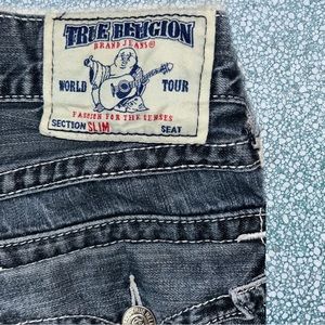 y2k made in usa X true religion distressed dark wash jeans size 29, low-waisted